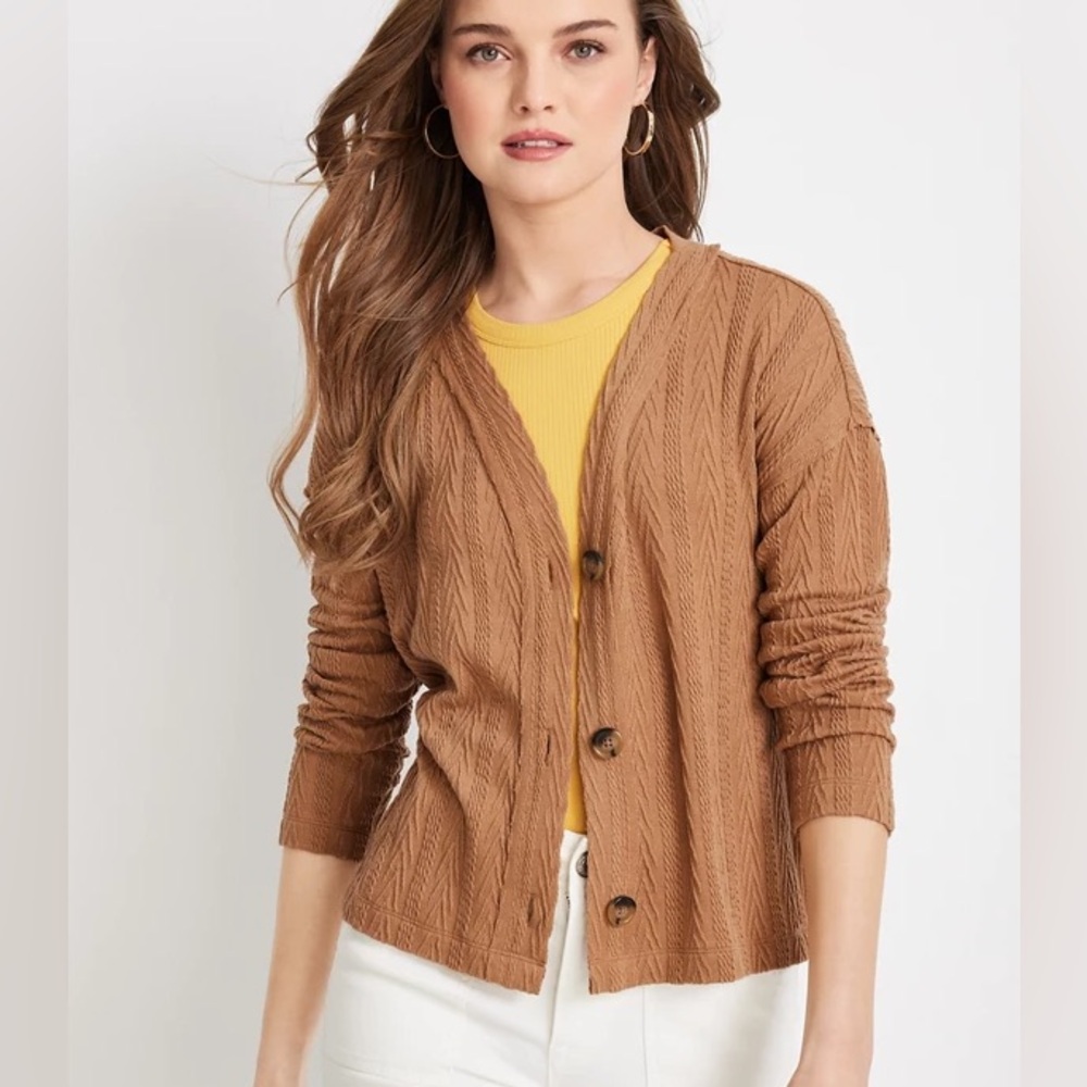 NWT Maurices Brown Cable Knit Cardigan Sz Small